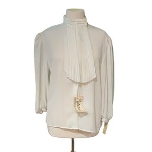NWT Vintage Notations Blouse sheer white size 16